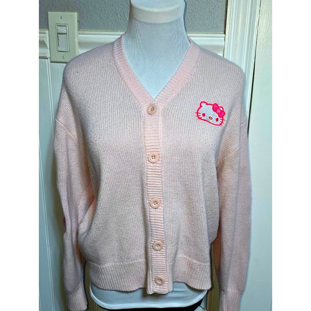Hello Kitty Sanrio Strawberry Milk Cardigan Sweater Pink Small Hot Topic